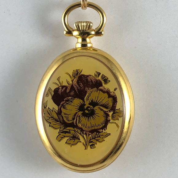 Rare VintageBucherer Enamel Pansy Quartz Watch